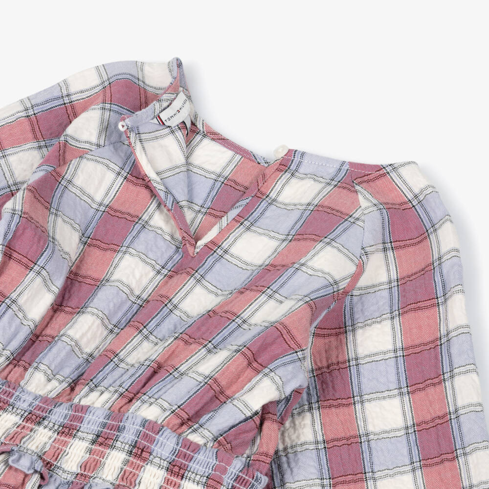 Tommy Hilfiger-Girls Pink & Blue Check Cotton Dress | Childrensalon Outlet