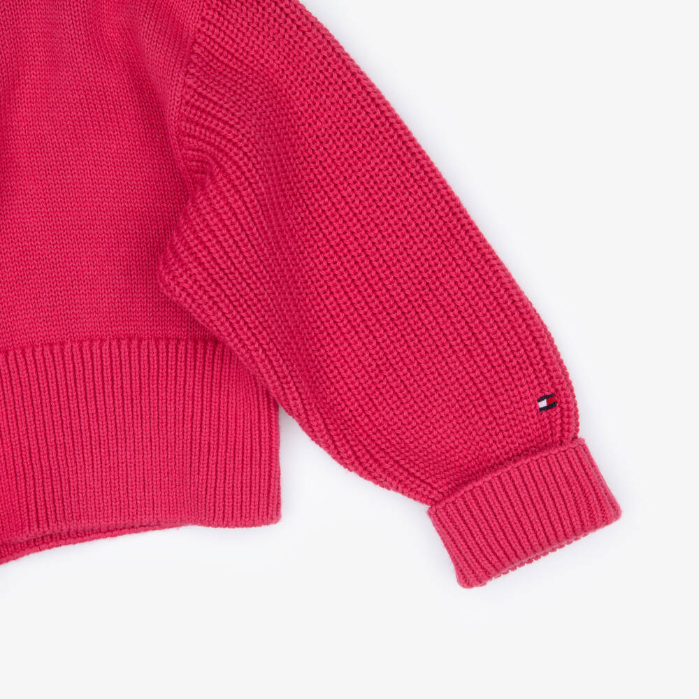 Tommy Hilfiger-Girls Pink Boxy Sweater with Logo Embroidery | Childrensalon Outlet