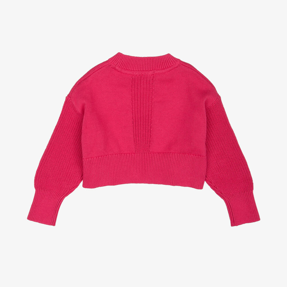 Tommy Hilfiger-Girls Pink Boxy Sweater with Logo Embroidery | Childrensalon Outlet