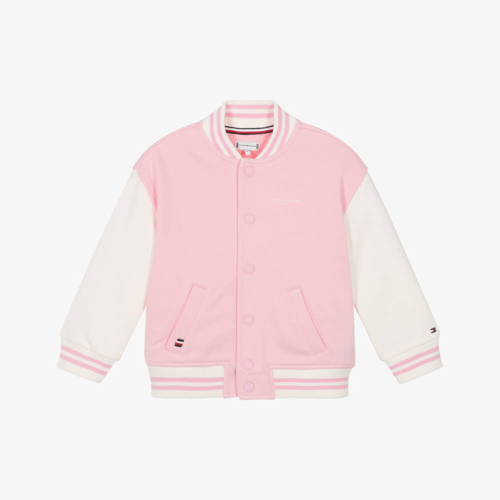 Tommy Hilfiger-Girls Pink Cotton Bomber Jacket | Childrensalon Outlet