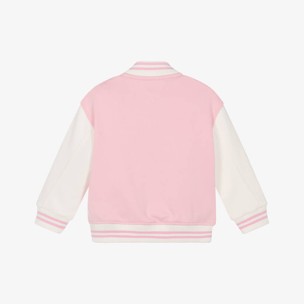 Tommy Hilfiger-Girls Pink Cotton Bomber Jacket | Childrensalon Outlet
