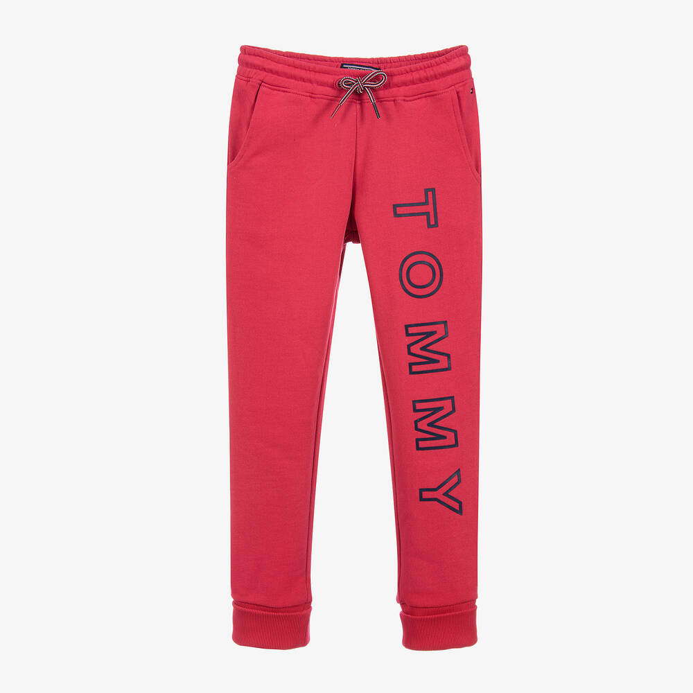 Tommy Hilfiger - Girls Pink Cotton Joggers | Childrensalon