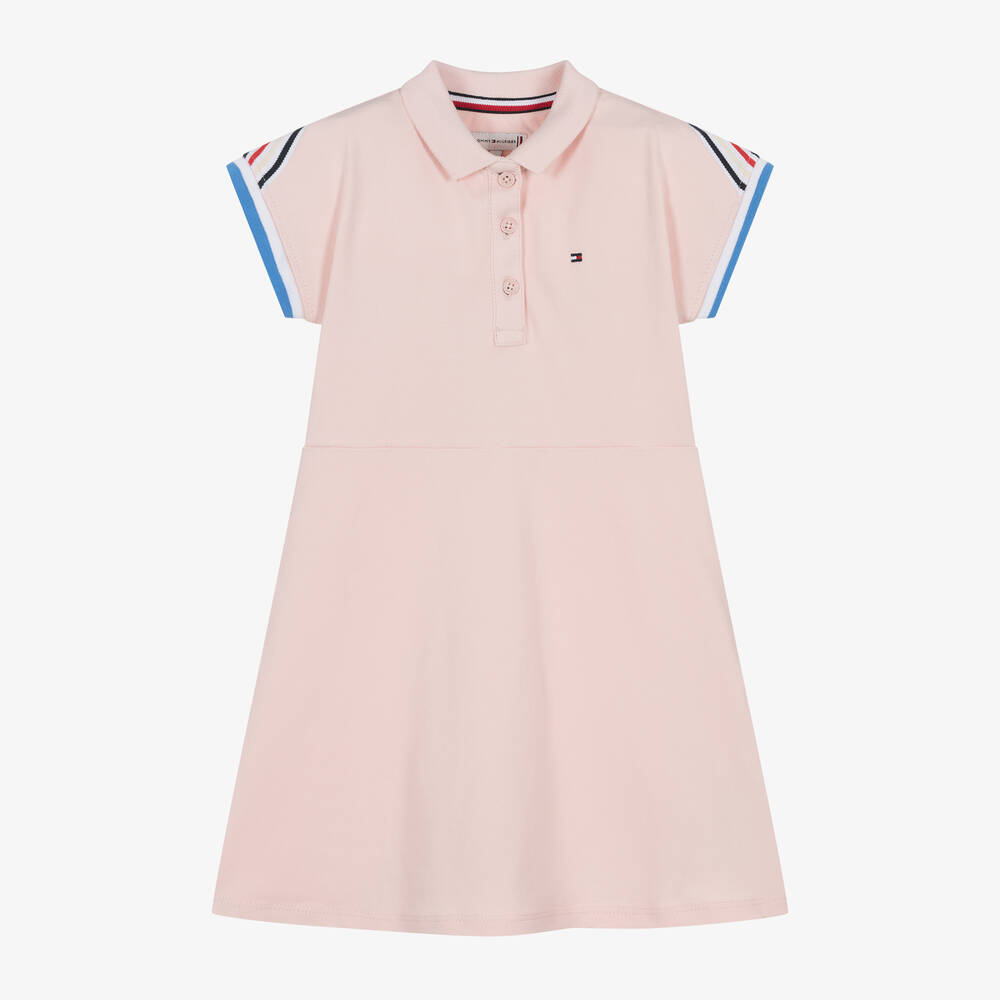 Tommy Hilfiger-Girls Pink Cotton Piqué Polo Dress | Childrensalon Outlet