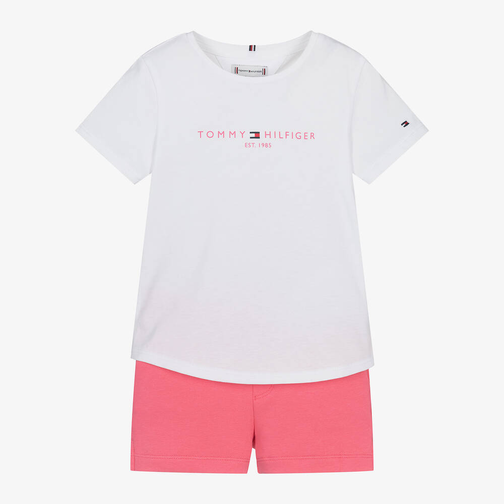 Tommy Hilfiger-Розовые хлопковые шорты с топом для девочек | Childrensalon Outlet
