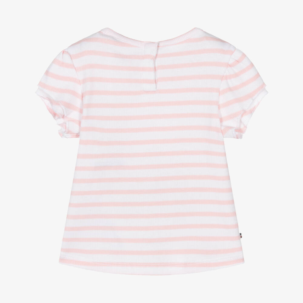 Tommy Hilfiger-Girls Pink Cotton Stripe Tee | Childrensalon Outlet