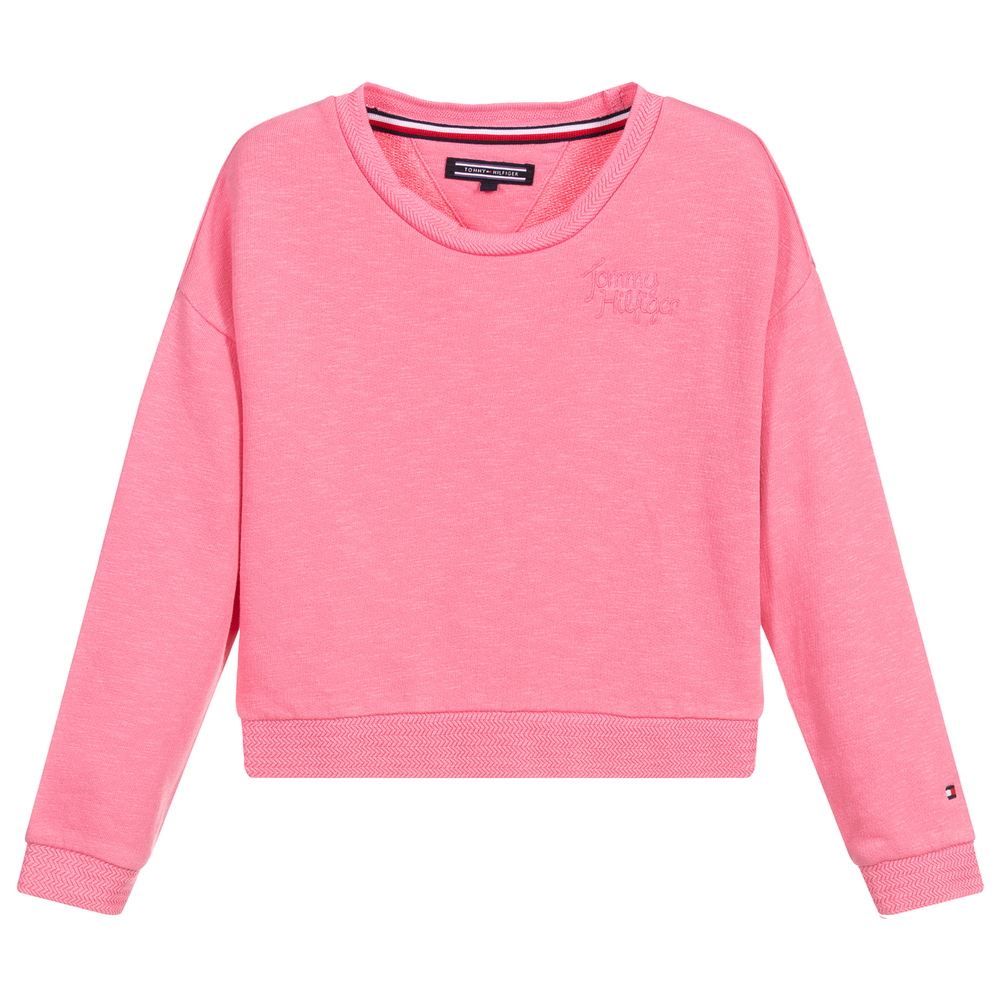 Tommy Hilfiger - Girls Pink Cotton Sweatshirt | Childrensalon