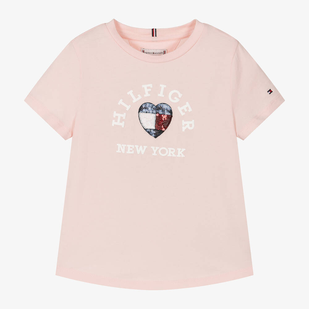 Tommy Hilfiger-Girls Pink Cotton T-Shirt | Childrensalon Outlet