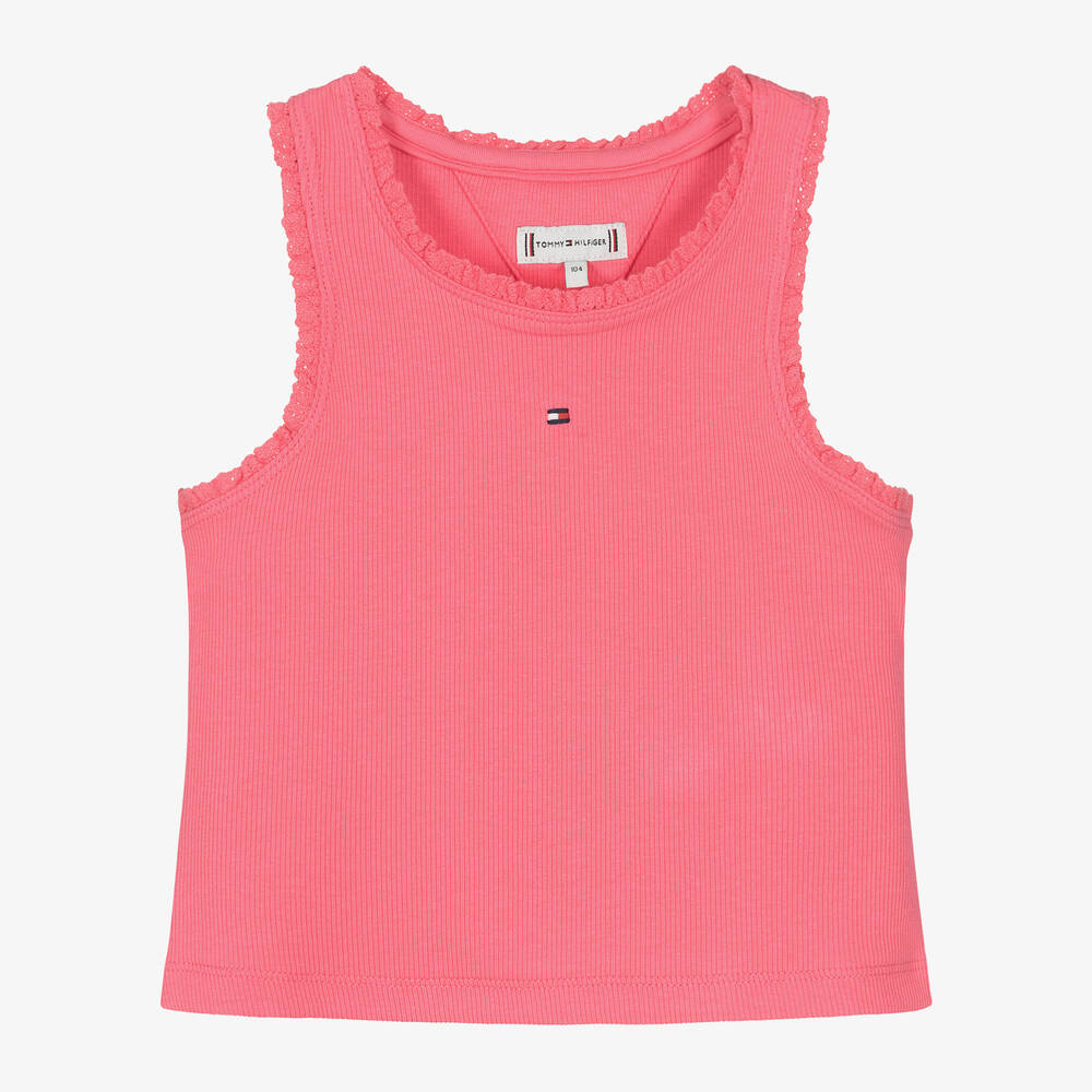 Girls Pink Cotton Tank Top