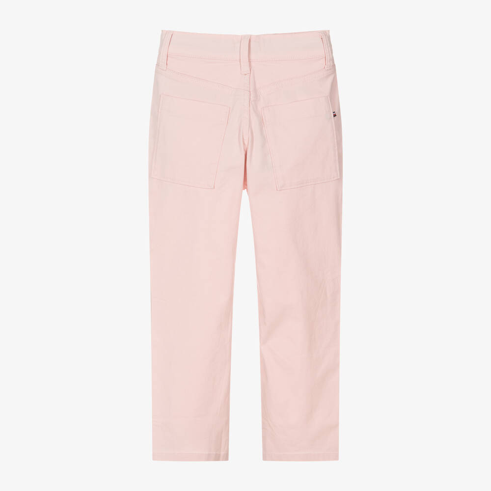 Tommy Hilfiger-Girls Pink Cotton Wide Leg Chino Trousers | Childrensalon Outlet