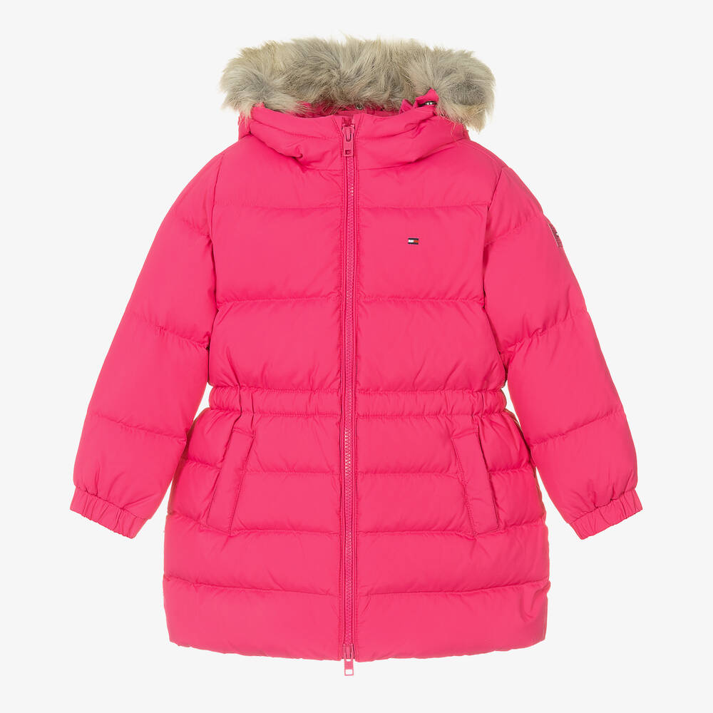 Tommy Hilfiger - Girls Pink Down Padded Coat | Childrensalon