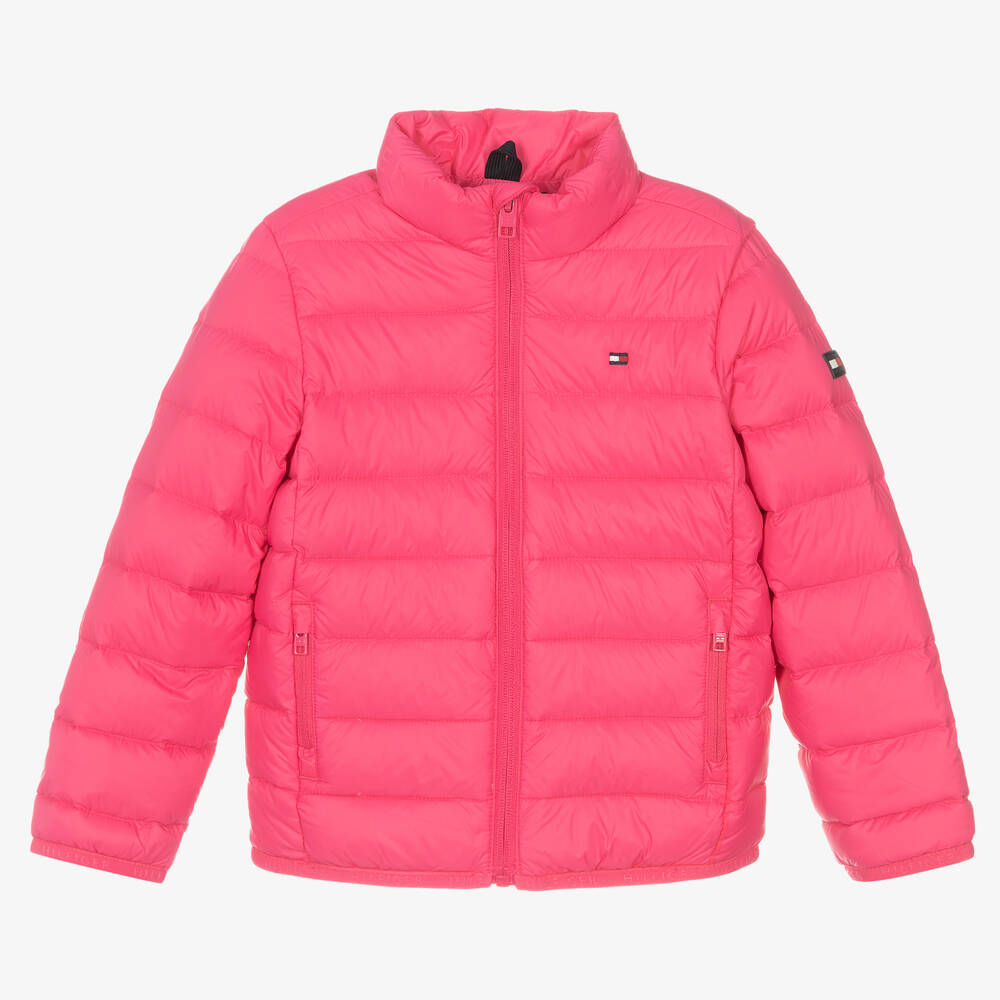 Tommy Hilfiger - Girls Pink Down Puffer Jacket | Childrensalon