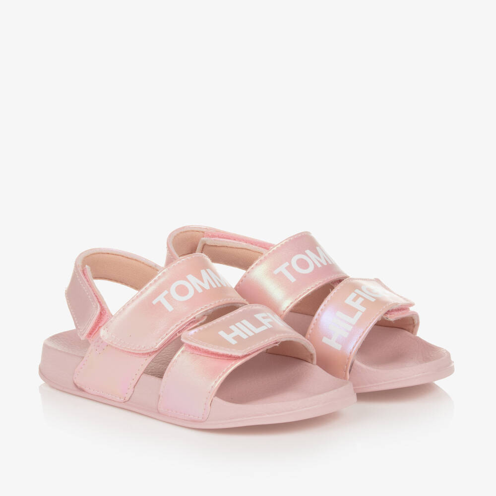 Tommy Hilfiger-Girls Pink Faux Leather Sandals | Childrensalon Outlet