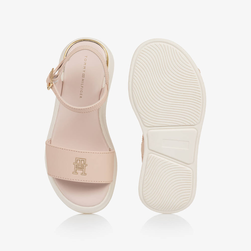 Tommy Hilfiger-Girls Pink Faux Leather Sandals with TH Monogram | Childrensalon Outlet