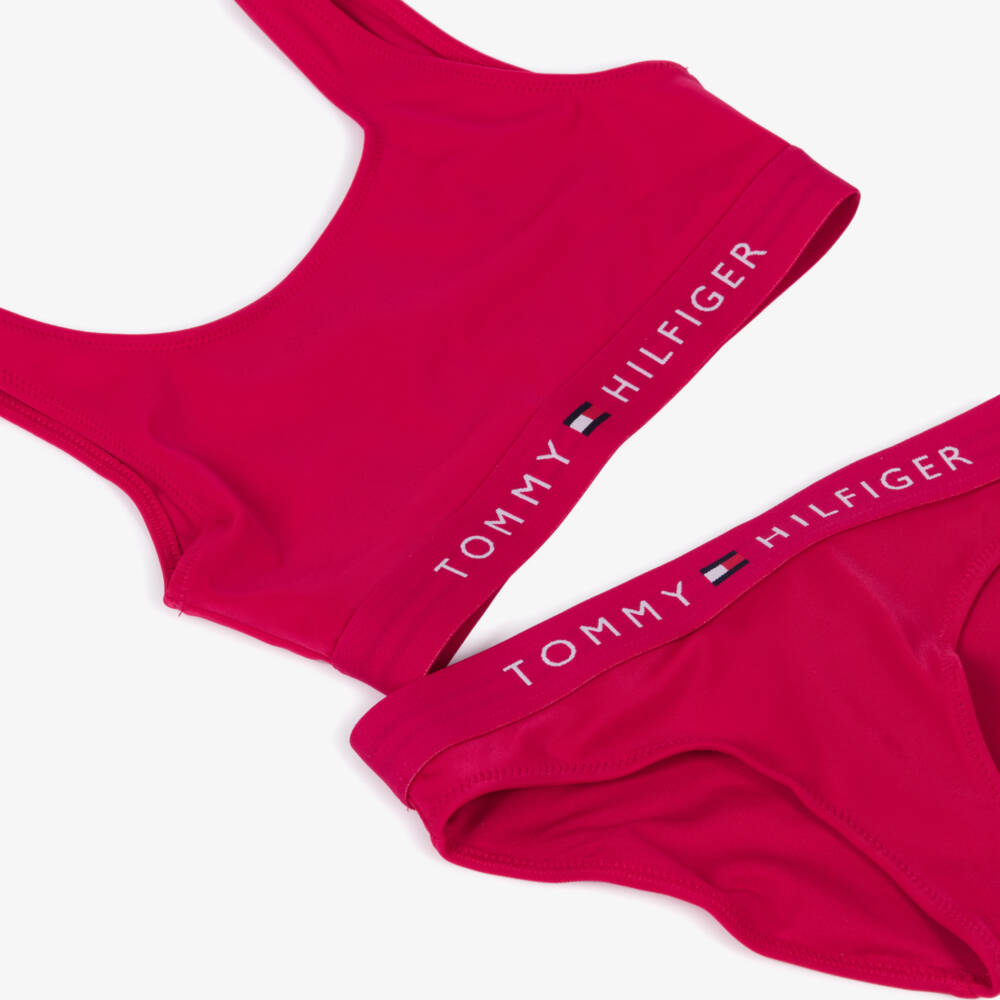Tommy Hilfiger-Girls Pink Flag Logo Bikini | Childrensalon Outlet