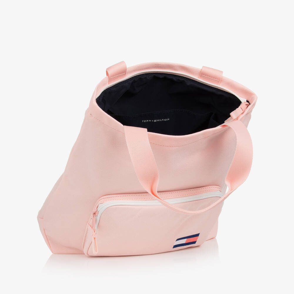 Tommy Hilfiger Girls Pink Flag Tote Bag 36cm Childrensalon Outlet