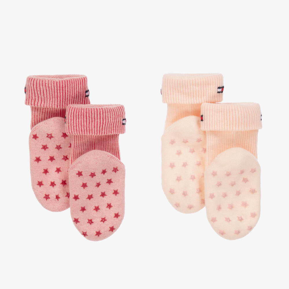 Tommy Hilfiger-Girls Pink Fold-Over Ribbed Socks | Childrensalon Outlet