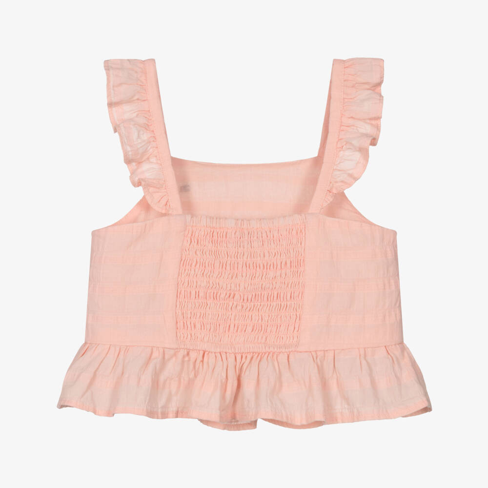 Tommy Hilfiger-بلوزة قطنية وردية مزينة بالكشكش للبنات | Childrensalon Outlet