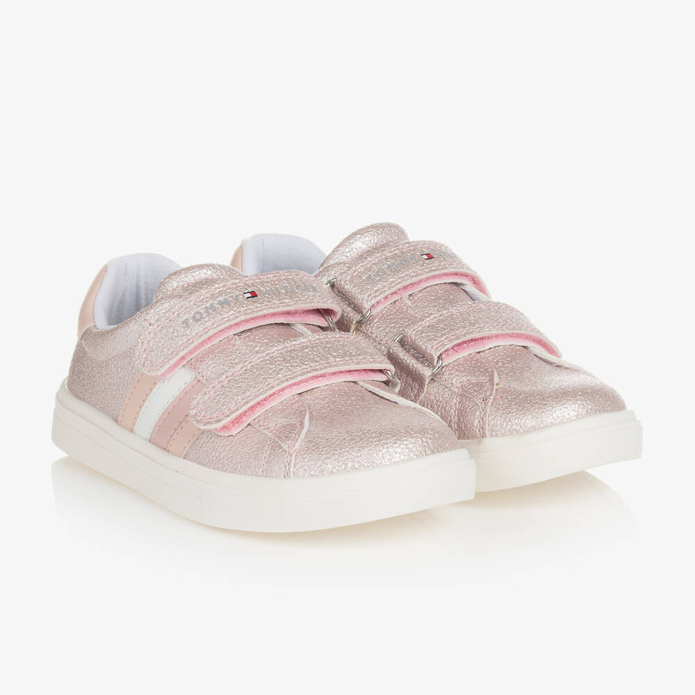 Tommy Hilfiger Girls Pink Glitter Velcro Trainers