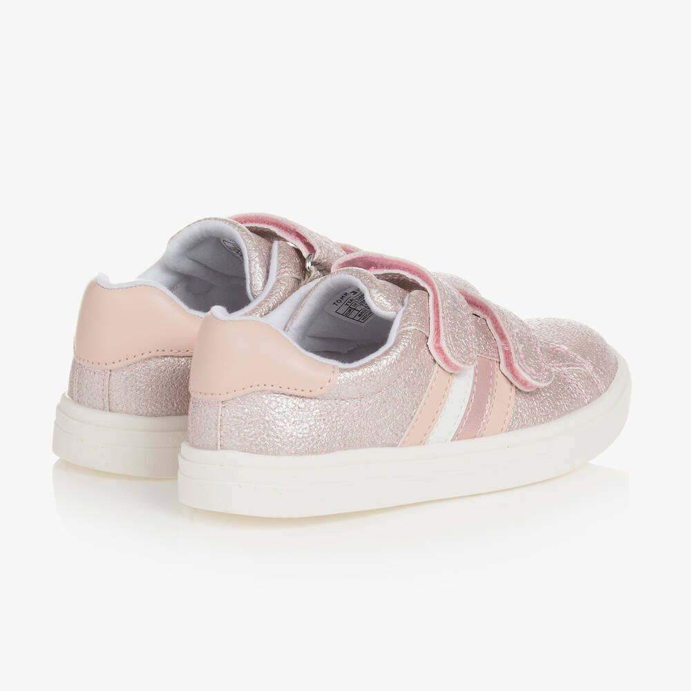 Tommy Hilfiger-Girls Pink Glitter Velcro Trainers | Childrensalon Outlet