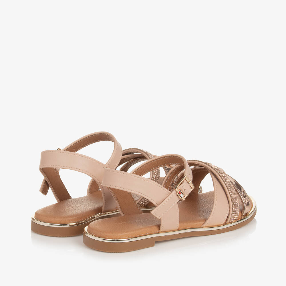 Tommy hilfiger gold flip flops on sale