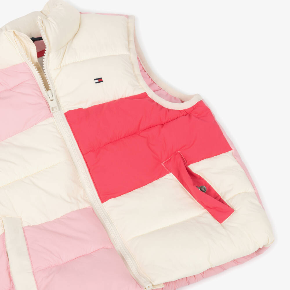 Tommy Hilfiger-Girls Pink & Ivory Patchwork Vest | Childrensalon Outlet