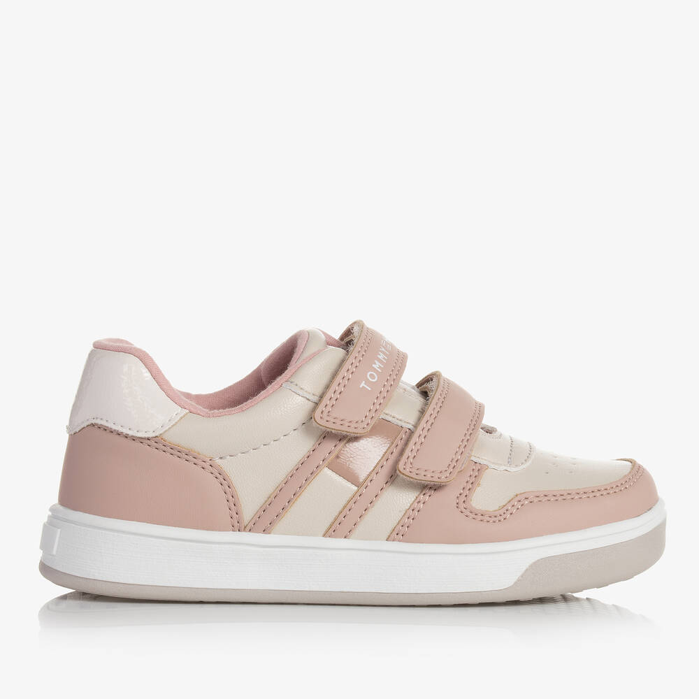 Tommy Hilfiger-Girls Pink & Ivory Velcro Trainers | Childrensalon Outlet