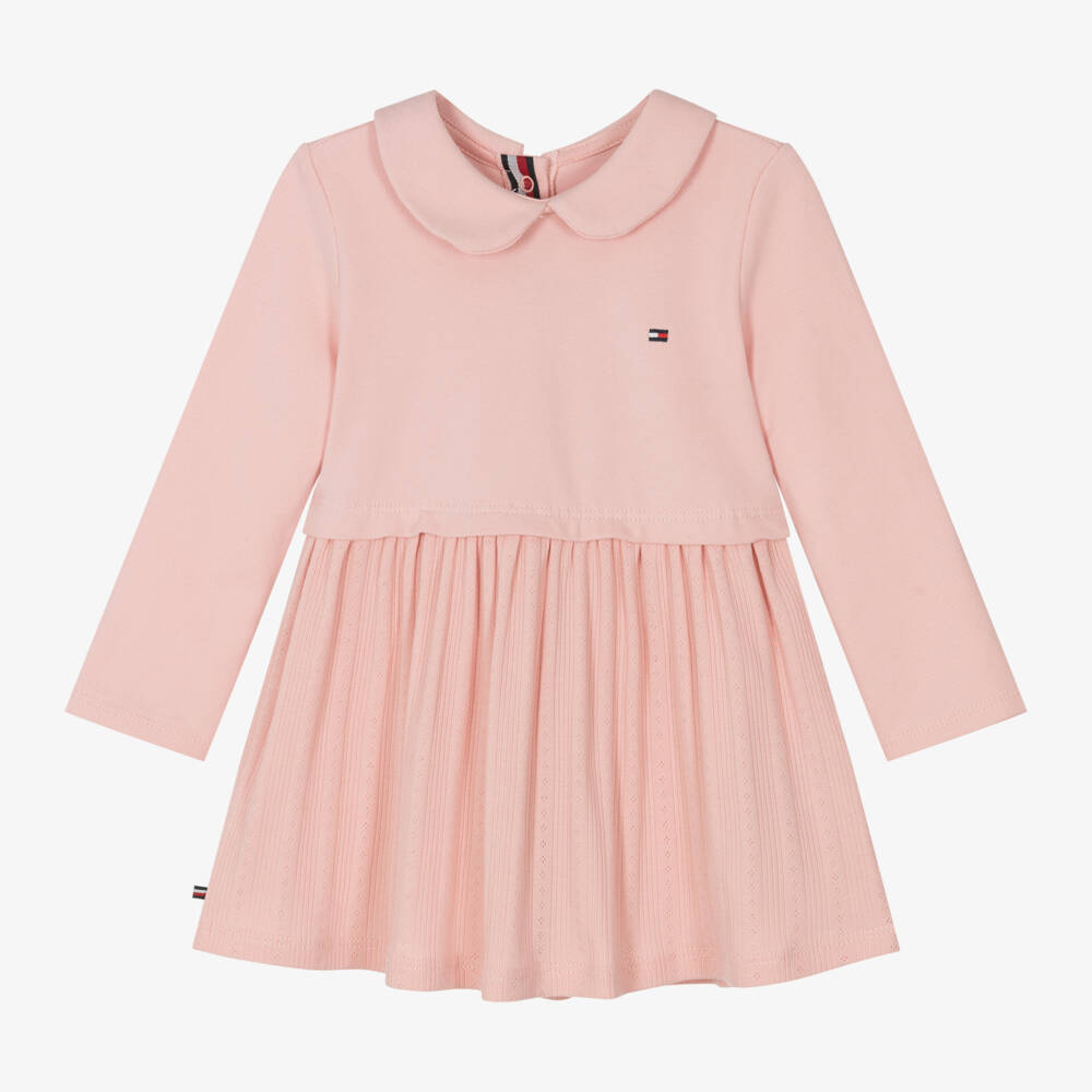 Tommy Hilfiger-Girls Pink Knit & Piqué Delight Dress | Childrensalon Outlet