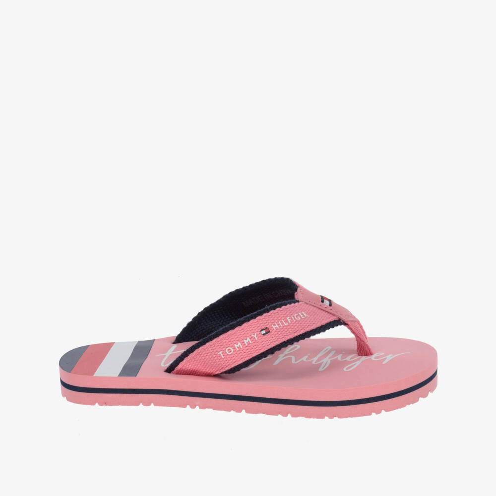 Tommy Hilfiger-Girls Pink Logo Flip Flops | Childrensalon Outlet