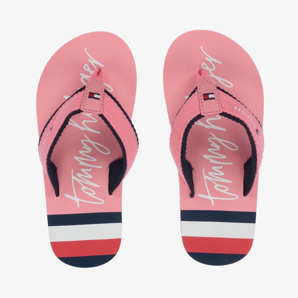 Tommy Hilfiger-Girls Pink Logo Flip Flops | Childrensalon Outlet