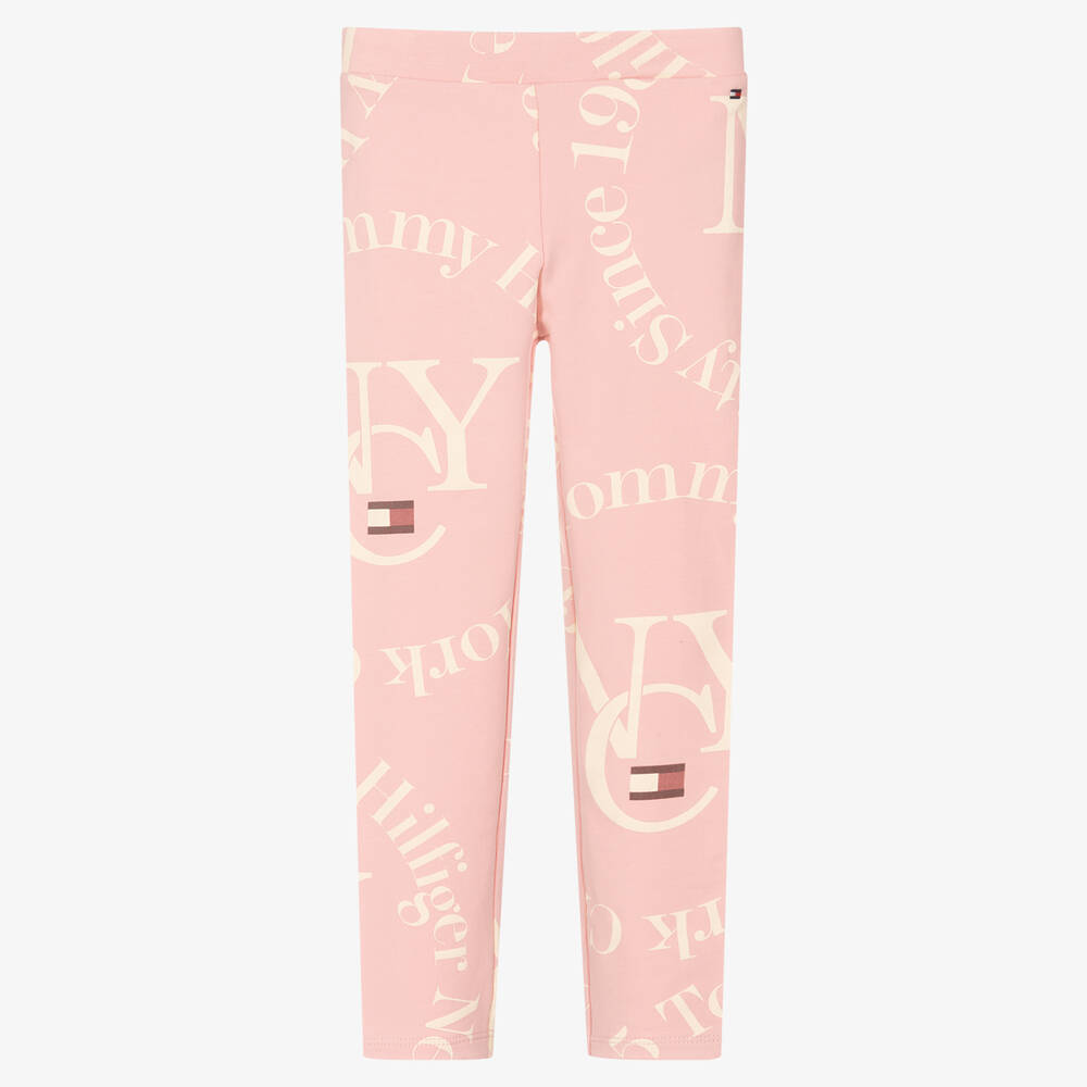 Tommy Hilfiger - Girls Pink Logo Leggings | Childrensalon