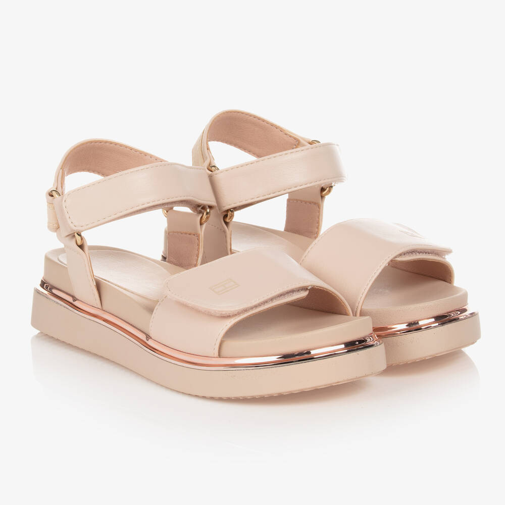 Tommy Hilfiger-Girls Pink  Logo Sandals | Childrensalon Outlet