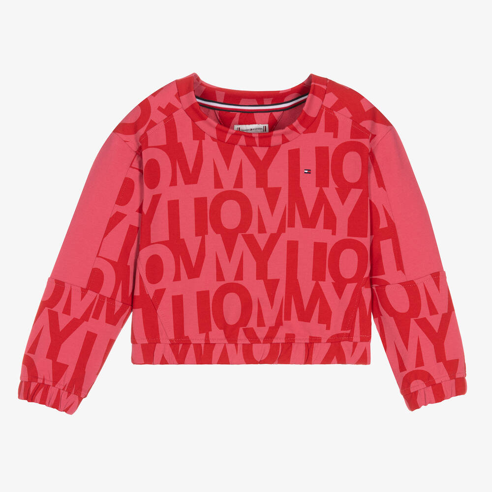 Tommy Hilfiger - Girls Pink & Red Logo Sweatshirt | Childrensalon