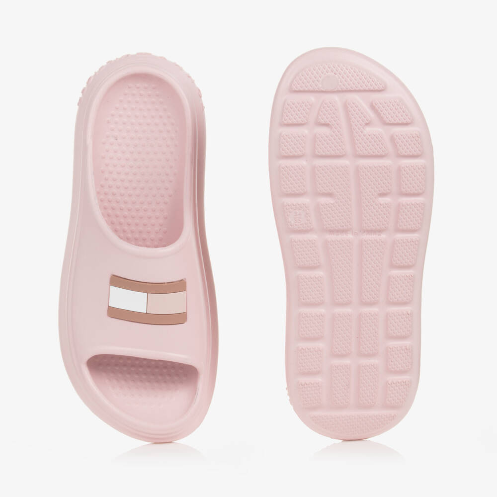 Tommy Hilfiger-Girls Pink Rubber Sliders | Childrensalon Outlet