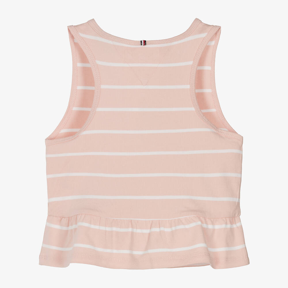 Tommy Hilfiger-Girls Pink Stripe Viscose Sleeveless Top | Childrensalon Outlet