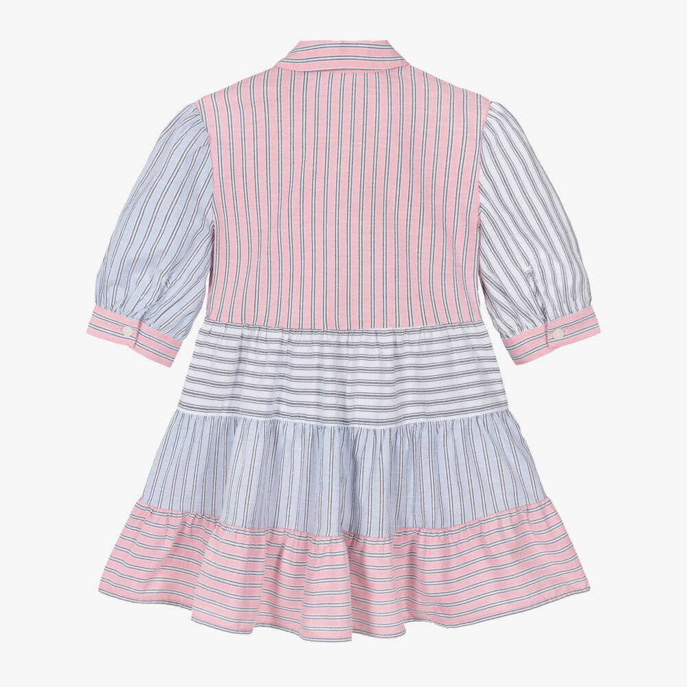 Tommy Hilfiger-Girls Pink Striped Collared Dress | Childrensalon Outlet