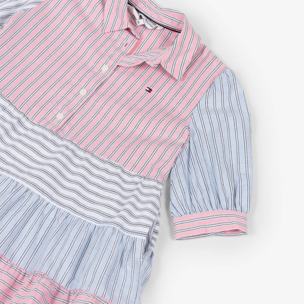 Tommy Hilfiger-Girls Pink Striped Collared Dress | Childrensalon Outlet