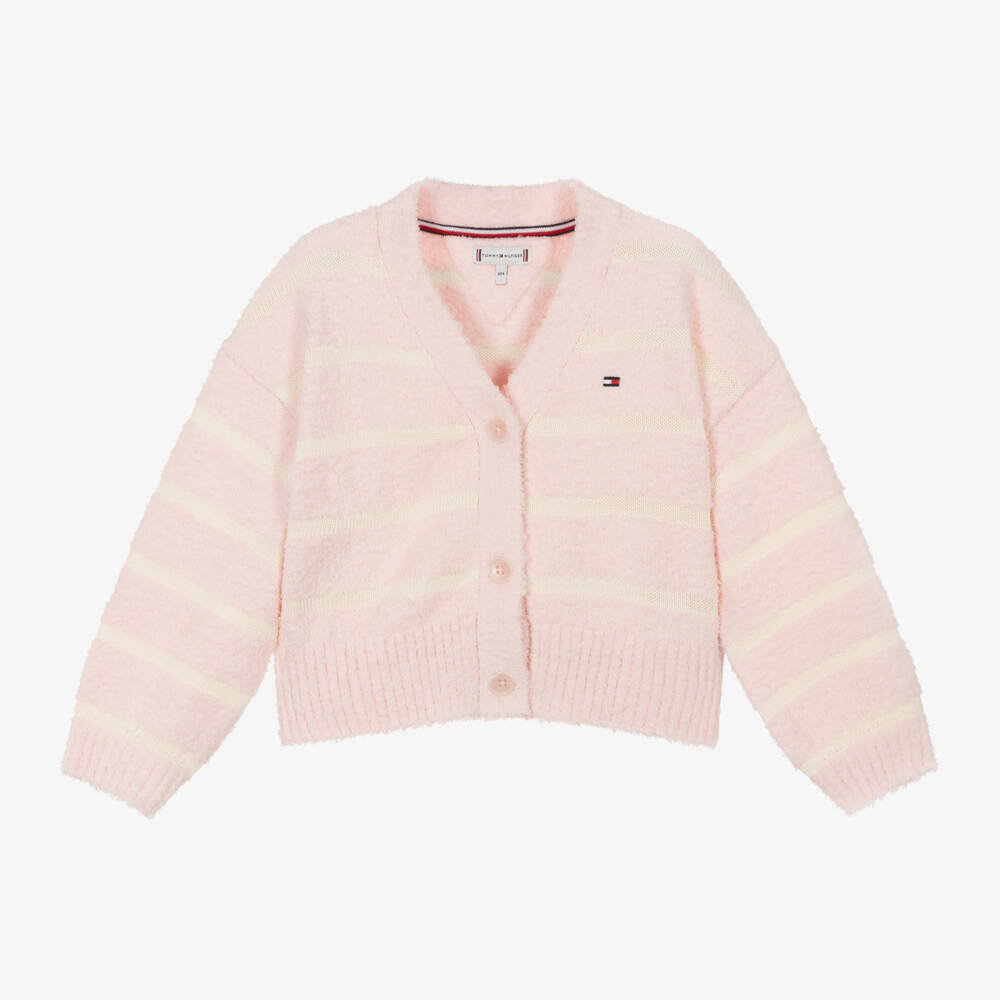 Tommy Hilfiger-Girls Pink Striped Knit Cardigan | Childrensalon Outlet