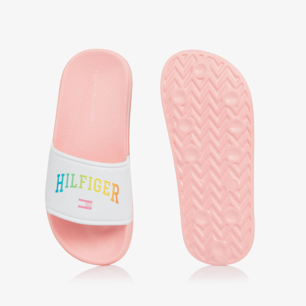 Tommy Hilfiger-Girls Pink & White Logo Sandals | Childrensalon Outlet