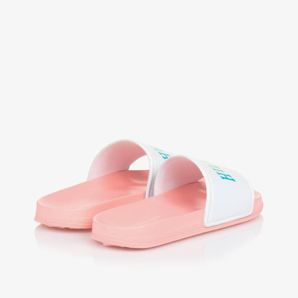Tommy Hilfiger-Girls Pink & White Logo Sandals | Childrensalon Outlet