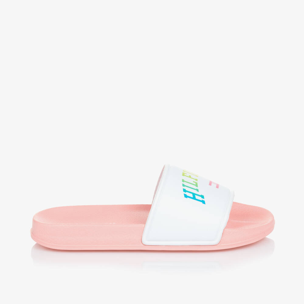 Tommy Hilfiger-Girls Pink & White Logo Sandals | Childrensalon Outlet