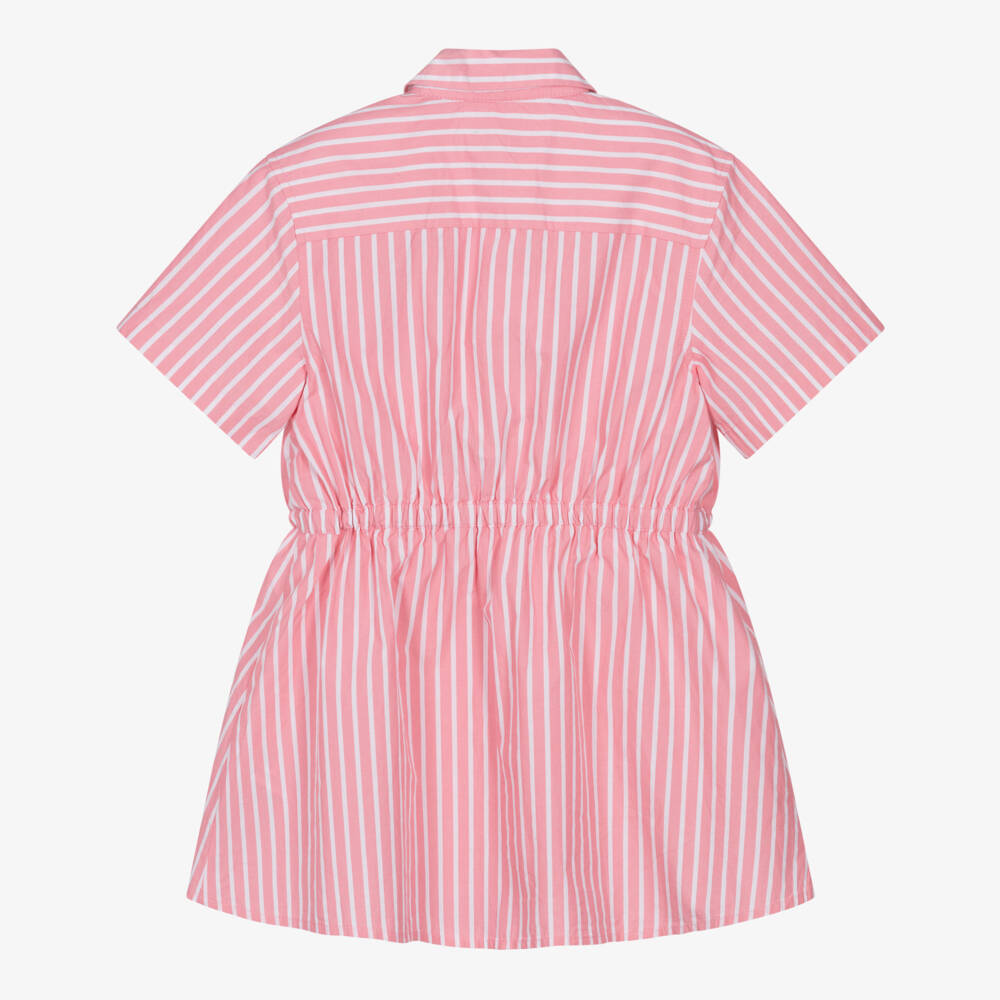 Tommy Hilfiger-Girls Pink & White Striped Cotton Shirt Dress | Childrensalon Outlet