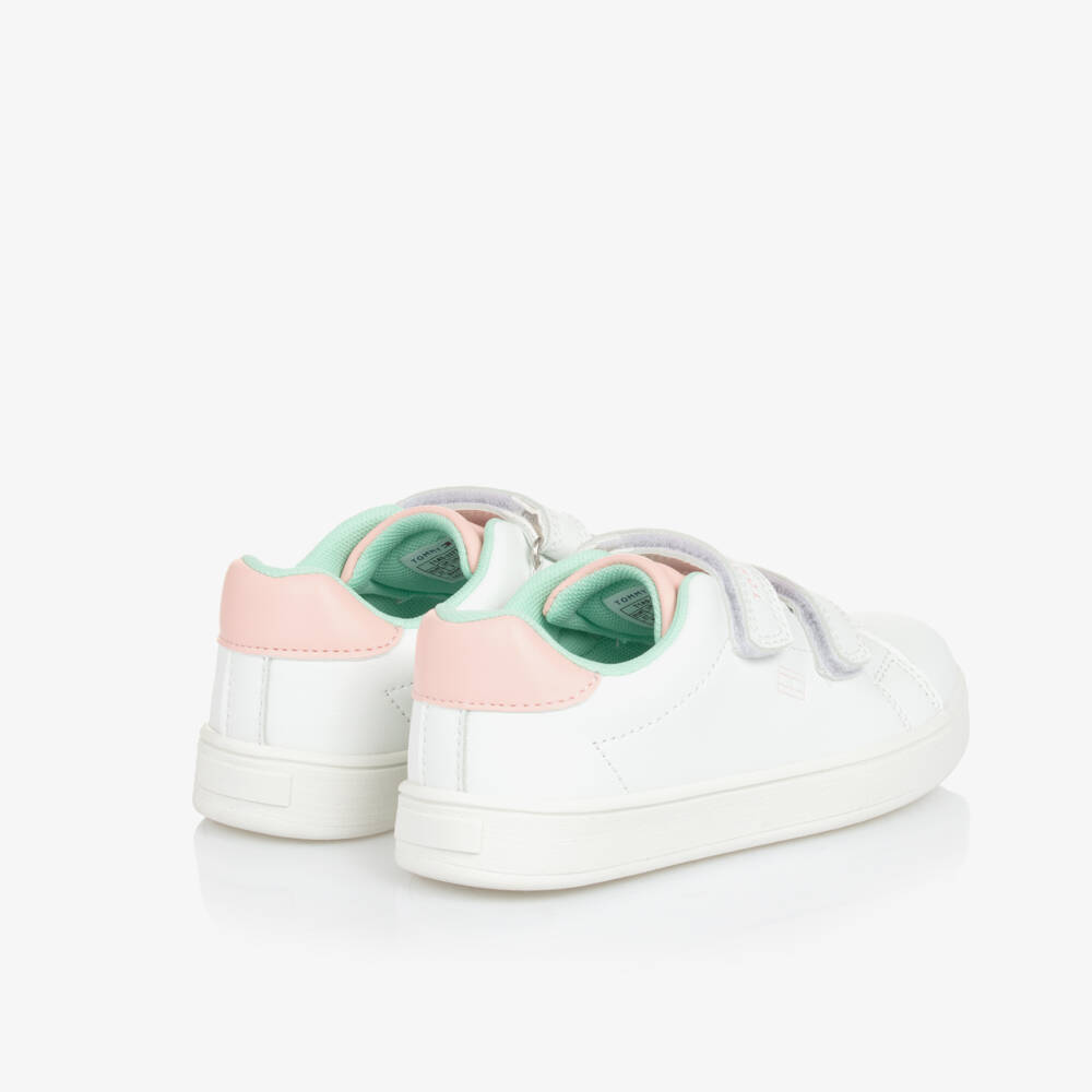Tommy Hilfiger-Girls Pink & White Velcro Sneakers | Childrensalon Outlet