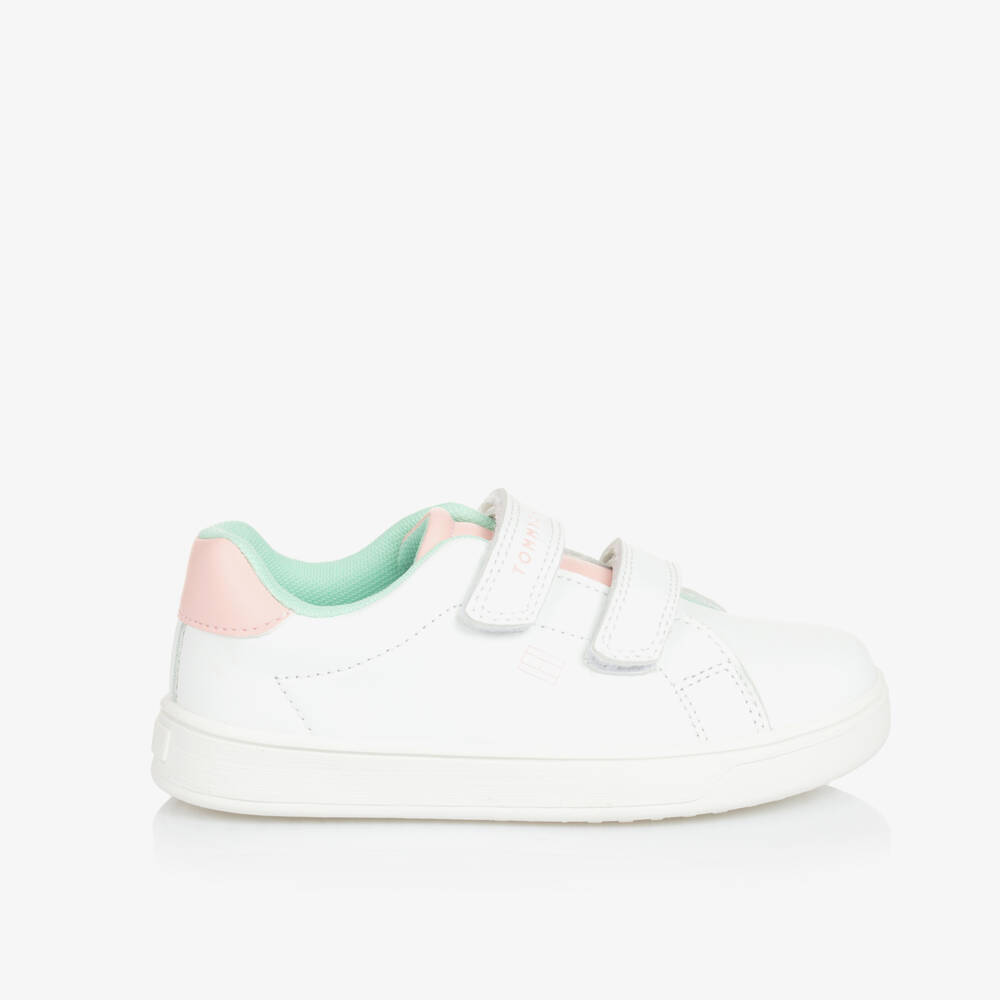 Tommy Hilfiger-Girls Pink & White Velcro Sneakers | Childrensalon Outlet