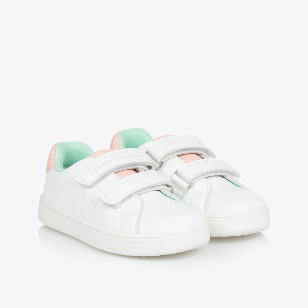 Tommy Hilfiger-حذاء رياضي وردي وأبيض للبنات مع إغلاق فيلكرو | Childrensalon Outlet
