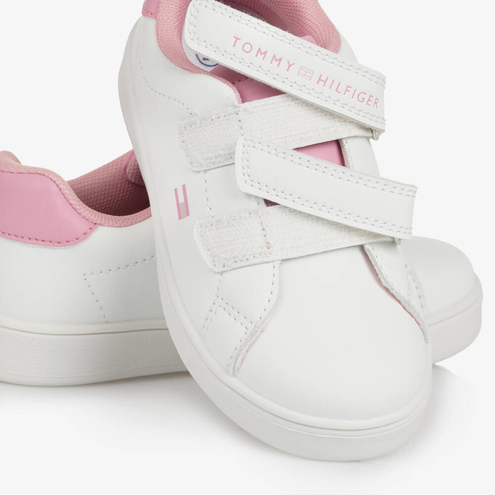 Tommy Hilfiger-Кроссовки на липучках розовые и белые для девочек | Childrensalon Outlet