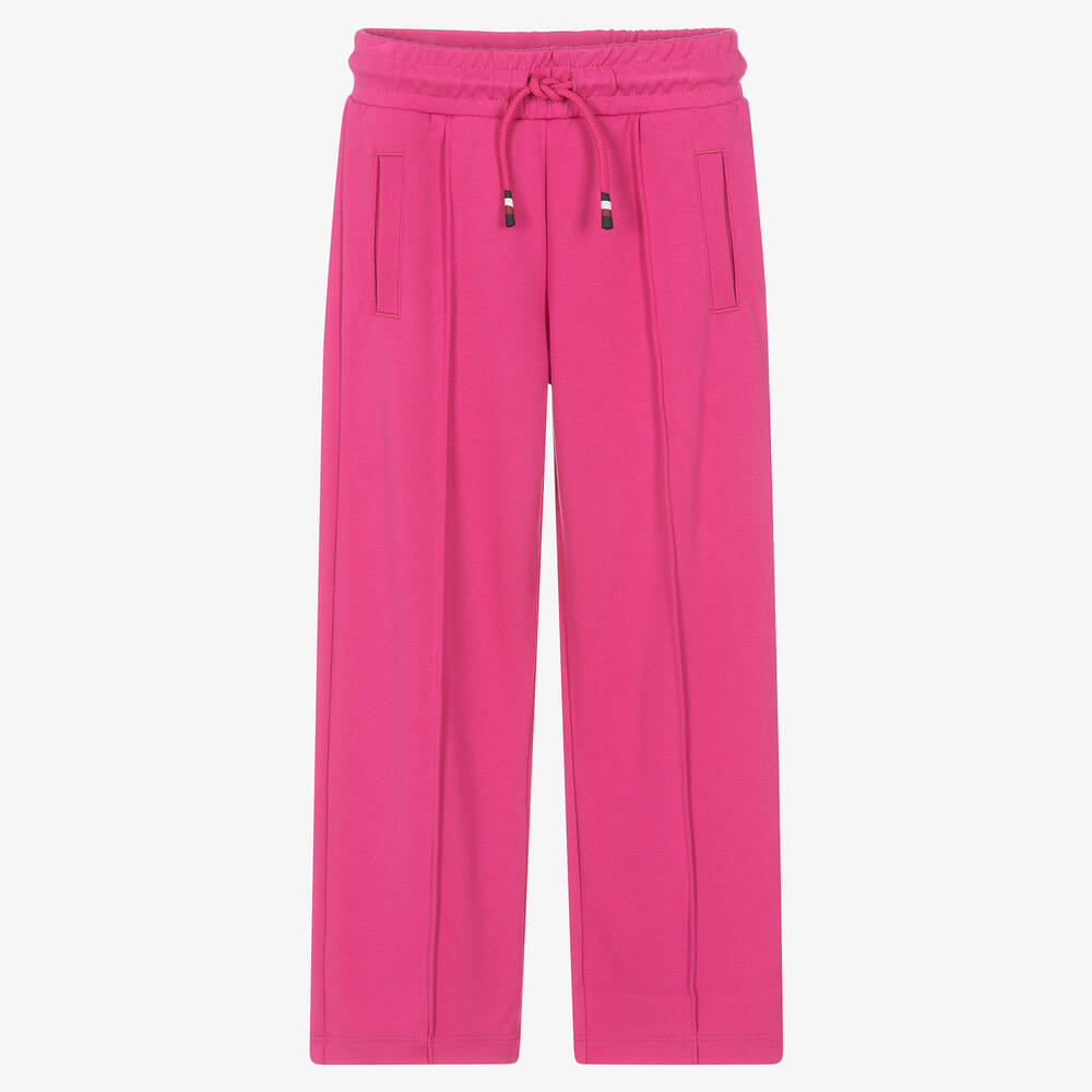 Tommy Hilfiger-Girls Pink Wide Leg Seam Joggers | Childrensalon Outlet