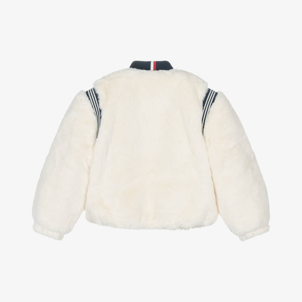 Tommy Hilfiger-Girls Plush Ivory Fur Jacket | Childrensalon Outlet