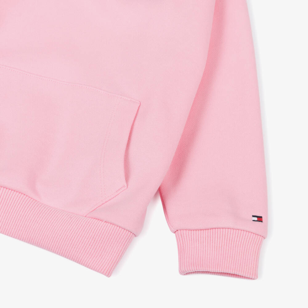 Tommy Hilfiger-Girls Plush Pink Cotton Hoodie | Childrensalon Outlet