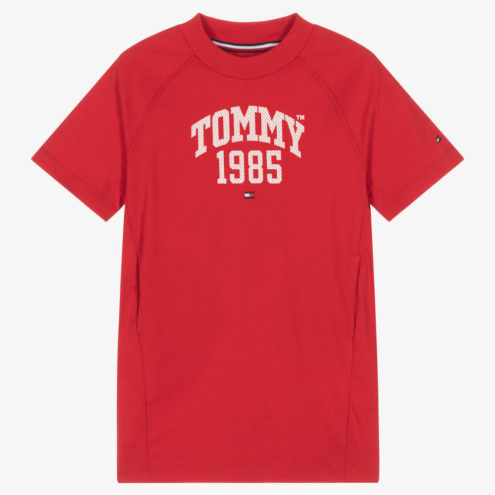 Girls red t shirt dress deals
