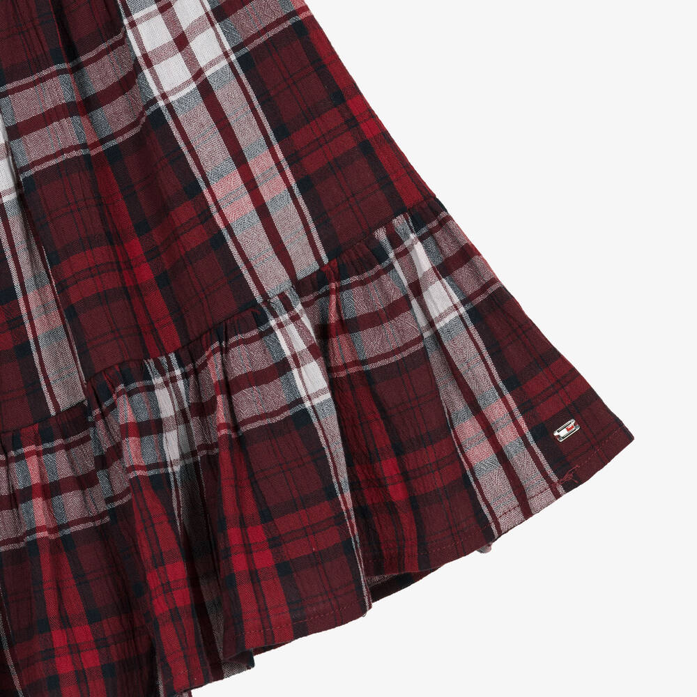 Tommy Hilfiger-Girls Red Cotton Tartan Dress | Childrensalon Outlet